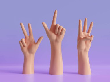 3d render, kadın elleri izole, minimal moda arka plan, manken vücut parçaları, yarışma konsepti, mağaza ekran, gösteri, sunum, pembe mor pastel renkler