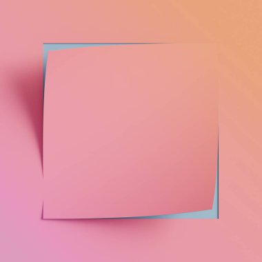 3d render, pembe mavi not kağıdı, kıvrılmış köşe, sayfa kıvırcık. Soyut yaratıcı arka plan, modern mock up. Reklam ve tanıtım mesajı için tasarım öğesi.