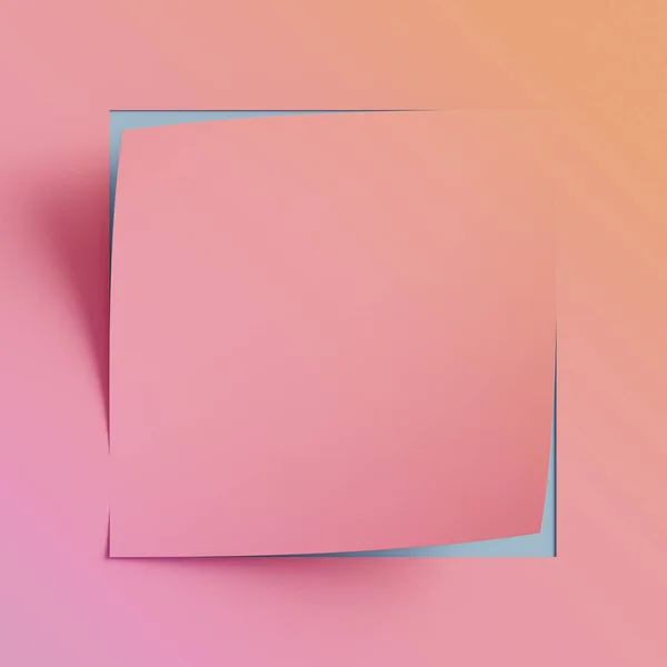 3d render, pink blue note paper, curled corner, page curl. Abstract creative background, modern mock up. Design element for advertising and promotional message. — Stock Photo, Image