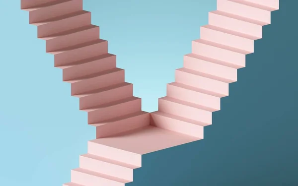 Render Abstract Background Steps Staircase Pink Blue Pastel Colors Architectural — Stock Photo, Image