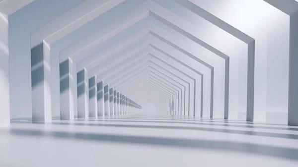 Render Fundo Futurista Abstrato Túnel Hexagonal Branco — Fotografia de Stock