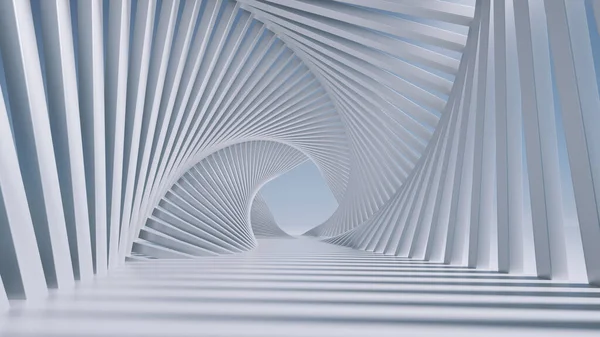 Rendering Abstrakt Futuristisk Bakgrund Vit Spiraltunnel — Stockfoto