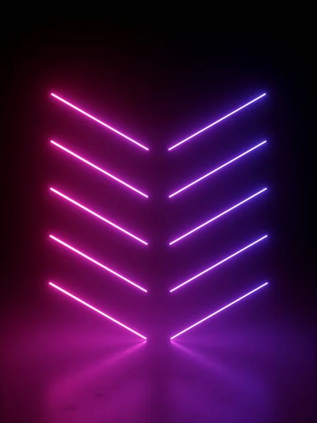 Render Absztrakt Háttér Fényes Neon Nyíl Vonalak Izzó Ultraibolya Spektrum — Stock Fotó