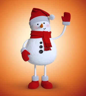 El sallayan kardan adam, 3 boyutlu karakter çizimi, Noel klip sanatı, komik oyuncak.