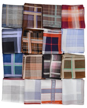 Değişik ekose ve kareli desenli klasik erkek mendilleri..