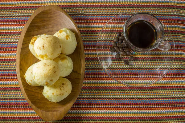 Café Manhã Com Pão Queijo Café — Fotografia de Stock