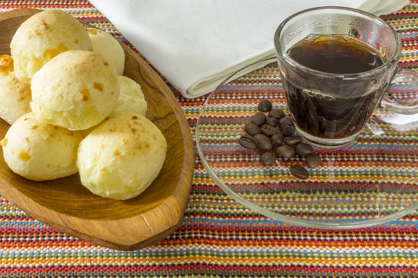 Café Manhã Com Pão Queijo Café — Fotografia de Stock