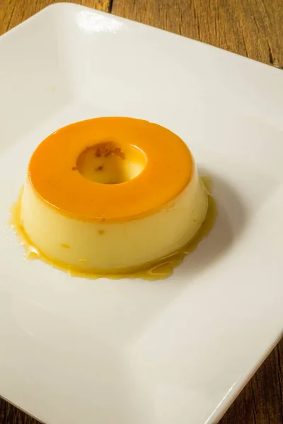 Pudding Mleczny Lub Pudim Leite Brazylijski Deser Domowej Roboty Karmelowy — Zdjęcie stockowe