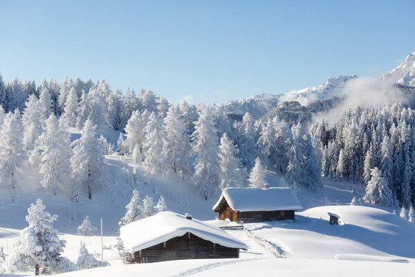 Beautiful snowy landscape in Austrian Alps