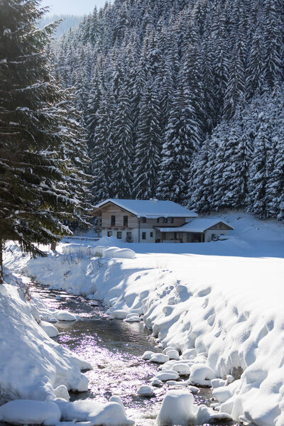 зимний пейзаж в австрийских Альпах