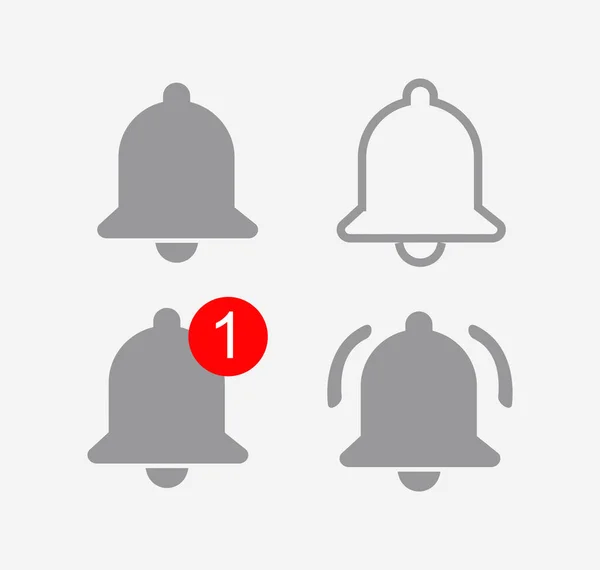 Bell Youtube Icon Set Bell Youtube Уведомление Youtube Колокольчик Серый — стоковый вектор