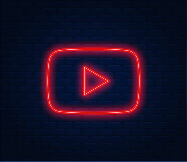 Spielen Youtube Neon Vektor Spielen Youtube Neon Icon Spielen Sie — Stockvektor