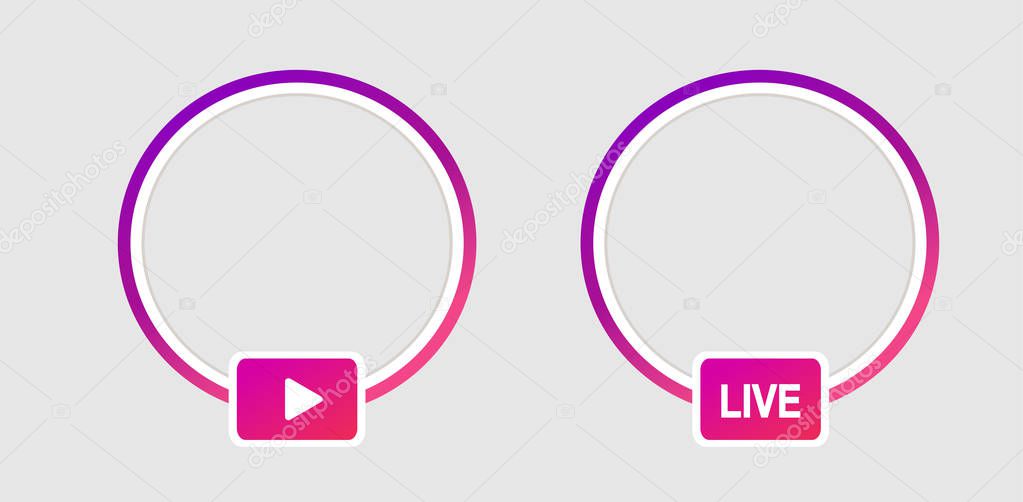 Instagram live story icon. Social media Instagra icon avatar stories user LIVE video streaming colorful gradient. Vector illustration. EPS 10 circle colorful gradient vector