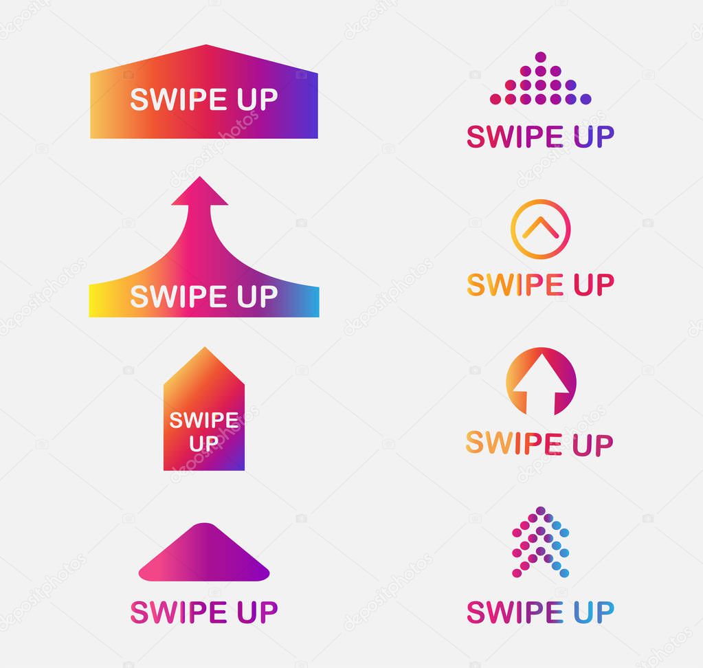 Swipe up set instagram stories  vector. Instagram stories icon. Instagram stories  swipe button dradient swipe up icon