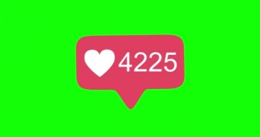 sayaç bildirim işareti animasyon gibi 4k. kalp counter iletişim instagram Hd. kalp bildirim simgesi animasyon instagram yeşil ekran gibi