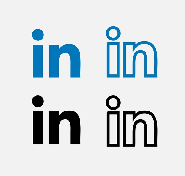 Icona Vettoriale Nera Linkedin Linkedin Button Linkedin Logo Blu Vettore — Vettoriale Stock