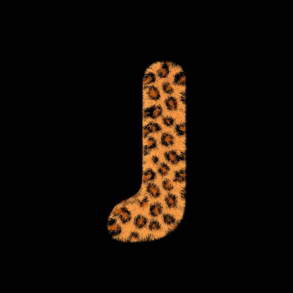 插图3D 渲染创意插图豹打印毛茸茸的字母 — 图库照片