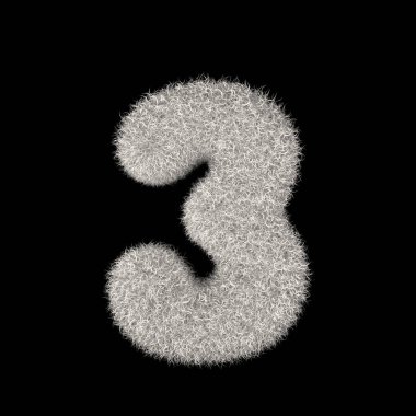 Resimde 3d render yaratıcı resimde beyaz tüylü sayı 3