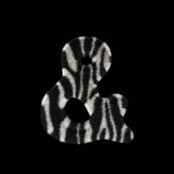 插图3D 渲染创意插画斑马打印毛茸茸的标志符号 — 图库照片