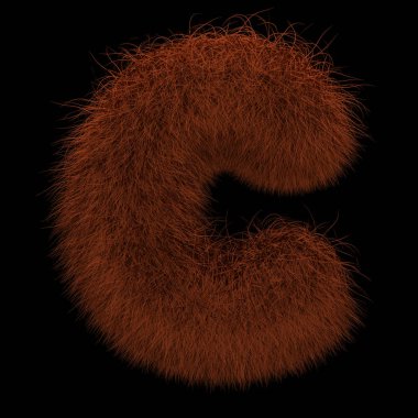 Resimde 3d render yaratıcı illüstrasyon zencefil Orangutan tüylü harf C