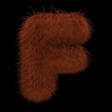 Resimde 3d render yaratıcı illüstrasyon zencefil Orangutan tüylü harf F