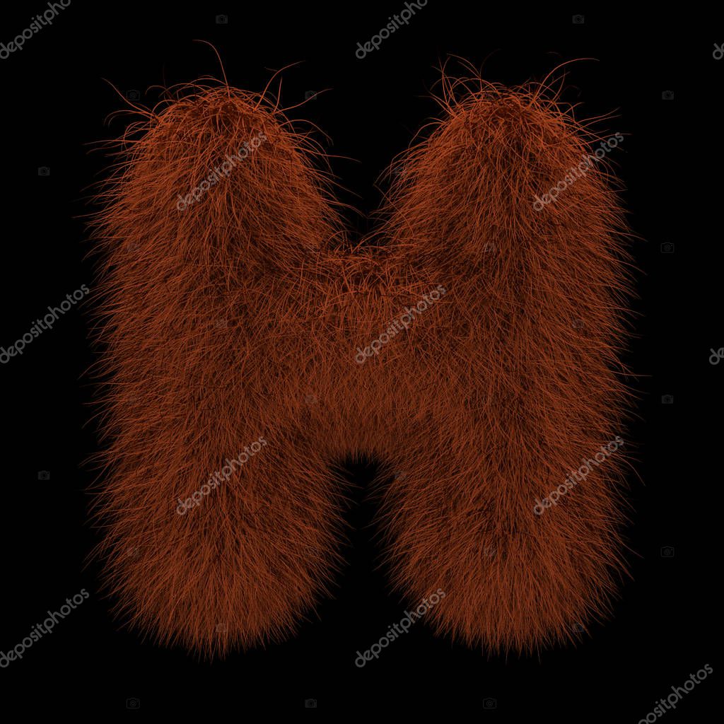 Illustration 3D Rendering Creative Illustration Ginger Orangutan Furry Letter H