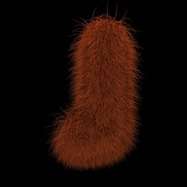 Resimde 3d render yaratıcı illüstrasyon zencefil Orangutan kürklü J harfi