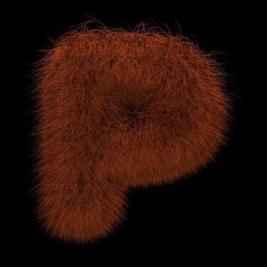 Resimde 3d render yaratıcı illüstrasyon zencefil Orangutan tüylü harf P