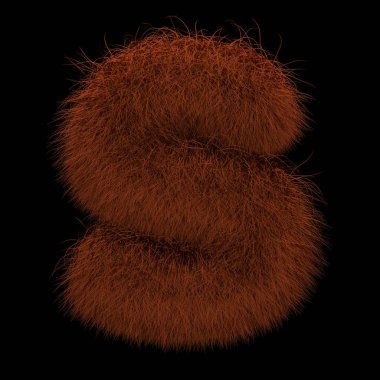 Resimde 3d render yaratıcı illüstrasyon zencefil Orangutan tüylü harf S