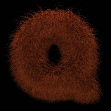 Resimde 3d render yaratıcı illüstrasyon zencefil Orangutan tüylü harf Q