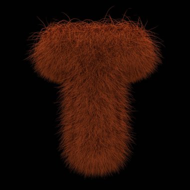 Resimde 3d render yaratıcı illüstrasyon zencefil Orangutan tüylü harf T