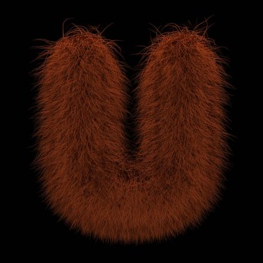 Resimde 3d render yaratıcı illüstrasyon zencefil Orangutan tüylü harf U