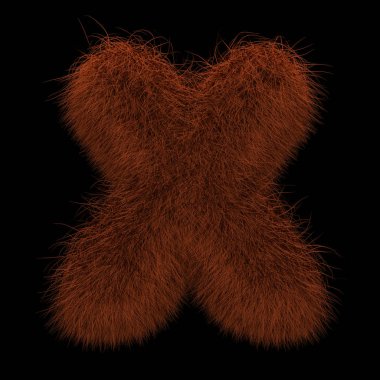 Resimde 3d render yaratıcı illüstrasyon zencefil Orangutan tüylü harf X