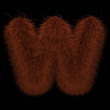 Resimde 3d render yaratıcı illüstrasyon zencefil Orangutan tüylü harf W