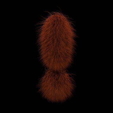 Resimde 3d render yaratıcı illüstrasyon zencefil Orangutan tüylü ünlem işareti sembolü