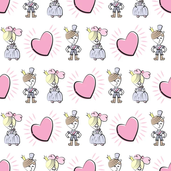 Prens ve Prenses beyaz ile kesintisiz renkli arka plan.