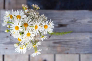 Papatya ile kır çiçekleri buketi.