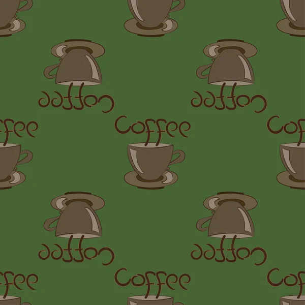 Taza de café en verde . — Vector de stock