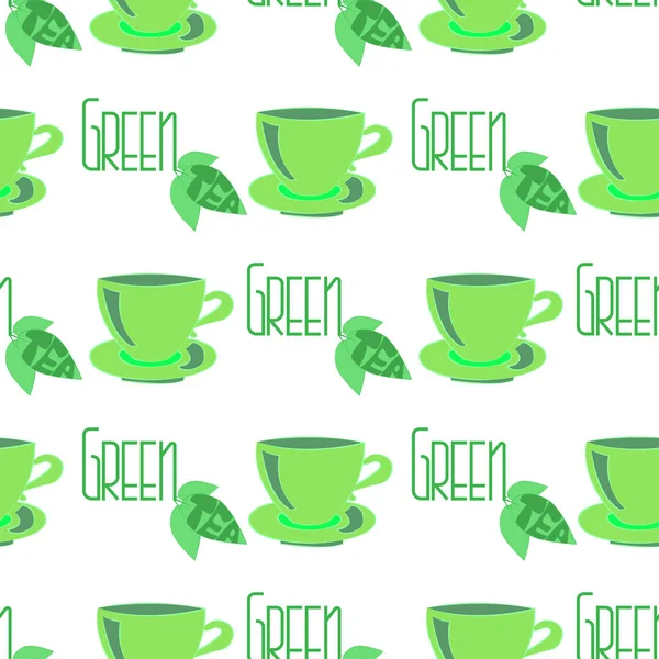 Grönt te-sömlösa mönster. — Stock vektor
