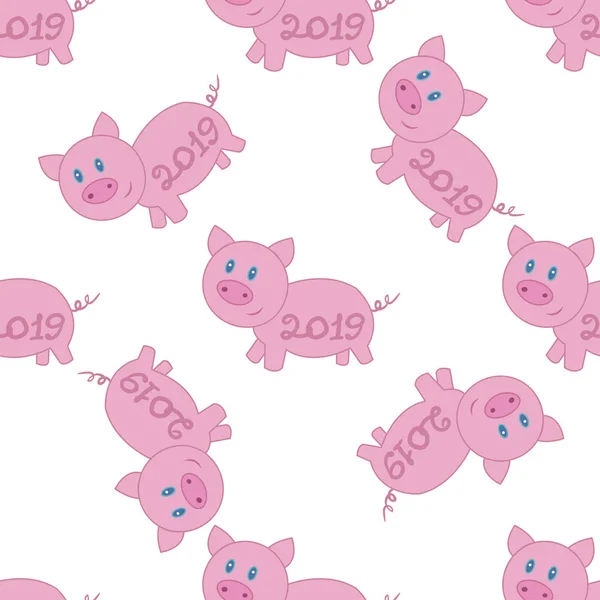 Cerdo rosa de Navidad . — Vector de stock