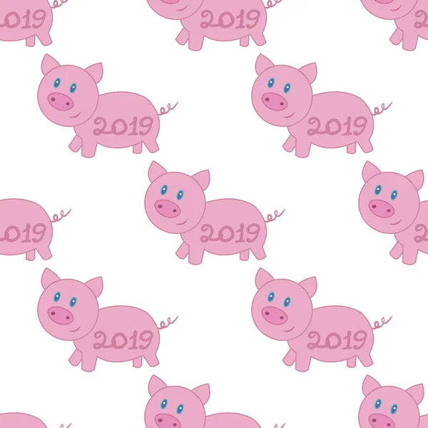 Cerdo rosa de Navidad . — Vector de stock