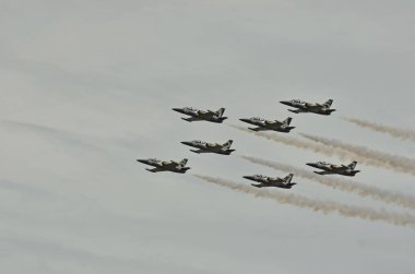 Sion, İsviçre - 15 Eylül 2017: Breitling hava gösterisi