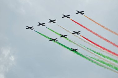 Sion, İsviçre - 15 Eylül 2017: Breitling Jet takım Breitling hava gösterisi
