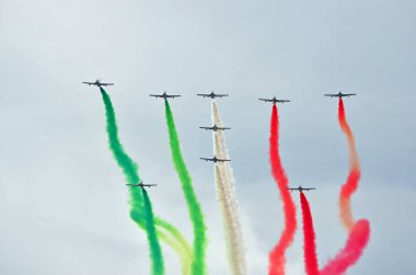 Sion, İsviçre - 15 Eylül 2017: Breitling Jet takım Breitling hava gösterisi