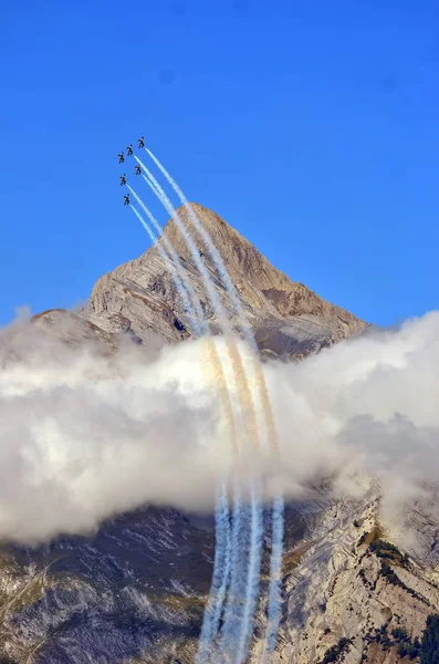 Sion Schweiz September 2017 Breitling Jet Team Breitling Flyguppvisning — Stockfoto