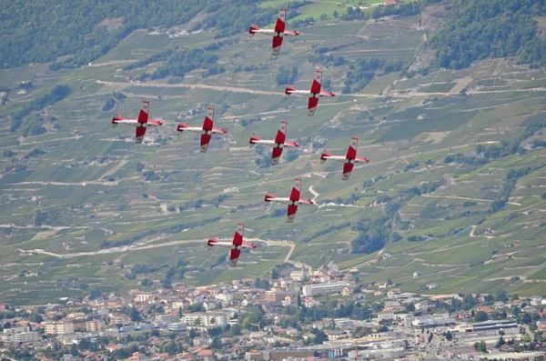 Sion Switzerland Сентября 2017 Breitling Jet Team Breitling Air Show — стоковое фото