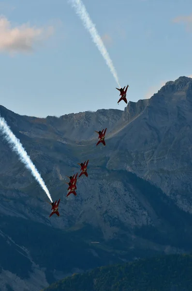 Sion Schweiz September 2017 Breitling Jet Team Breitling Flyguppvisning — Stockfoto