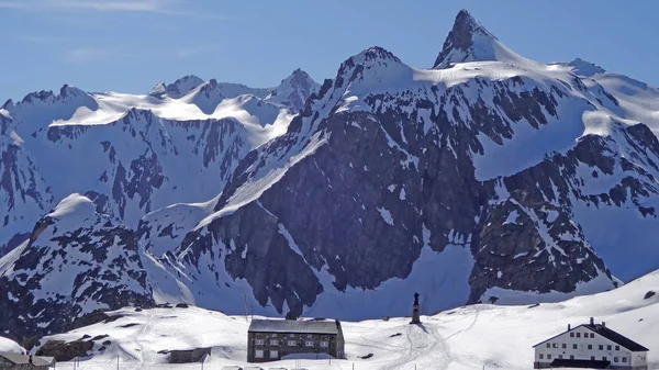 Velký Průsmyk Švýcarsku Grand Golliat Mountain Pozadí Při Pohledu Směrem — Stock fotografie