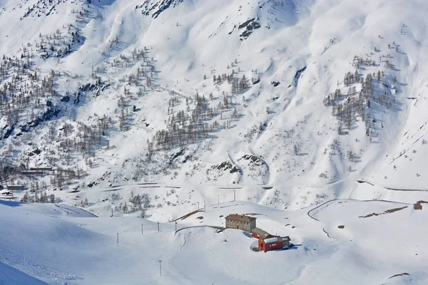 Passo Del Gran San Bernardo Inverno Sul Versante Italiano — Foto Stock