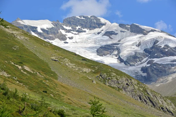 Lotschtal Breithorn Dans Les Alpes Bernoises Suisses Avec Larges Glaciers — Photo